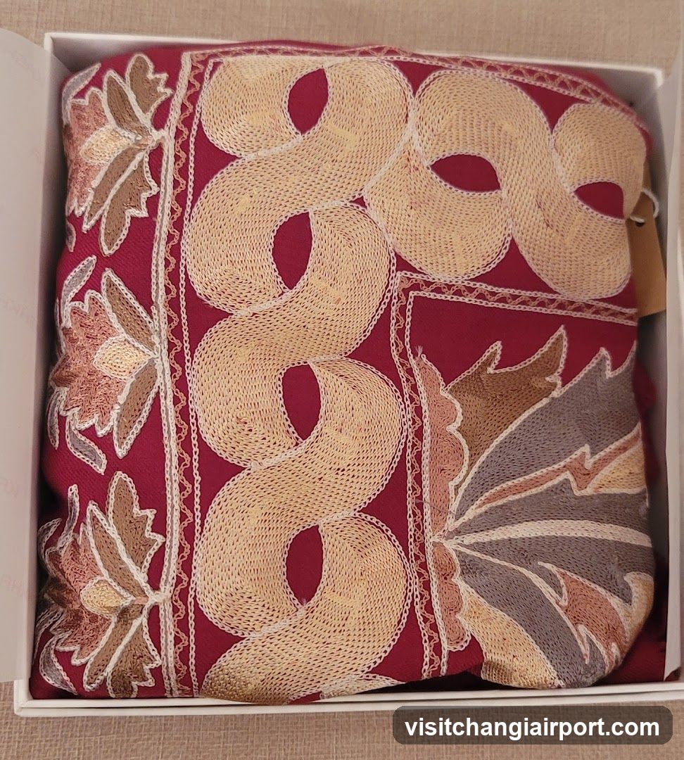 Red Embroidered Fabric in Box