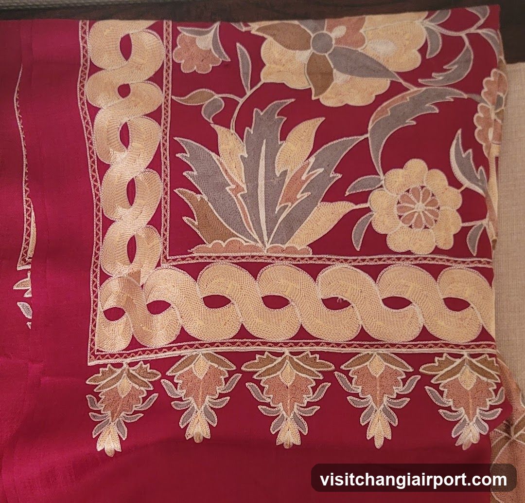 Red Embroidered Fabric