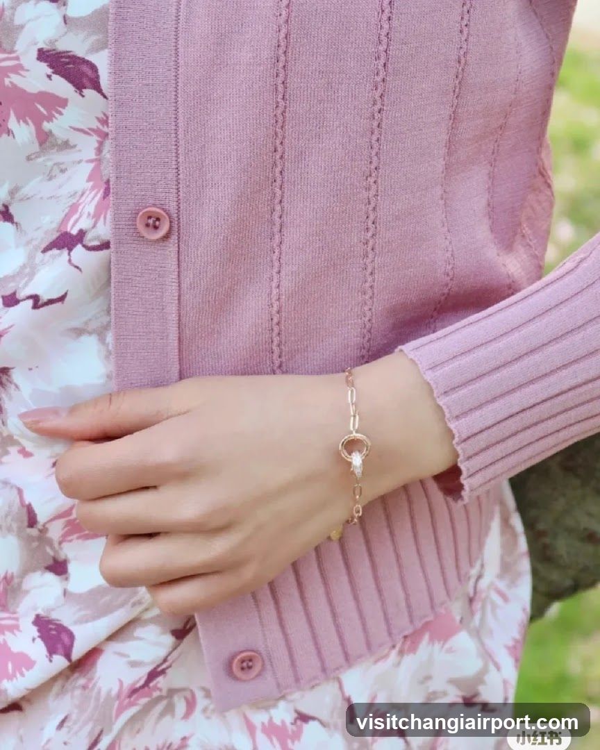 Pink Cardigan and Bracelet Detail