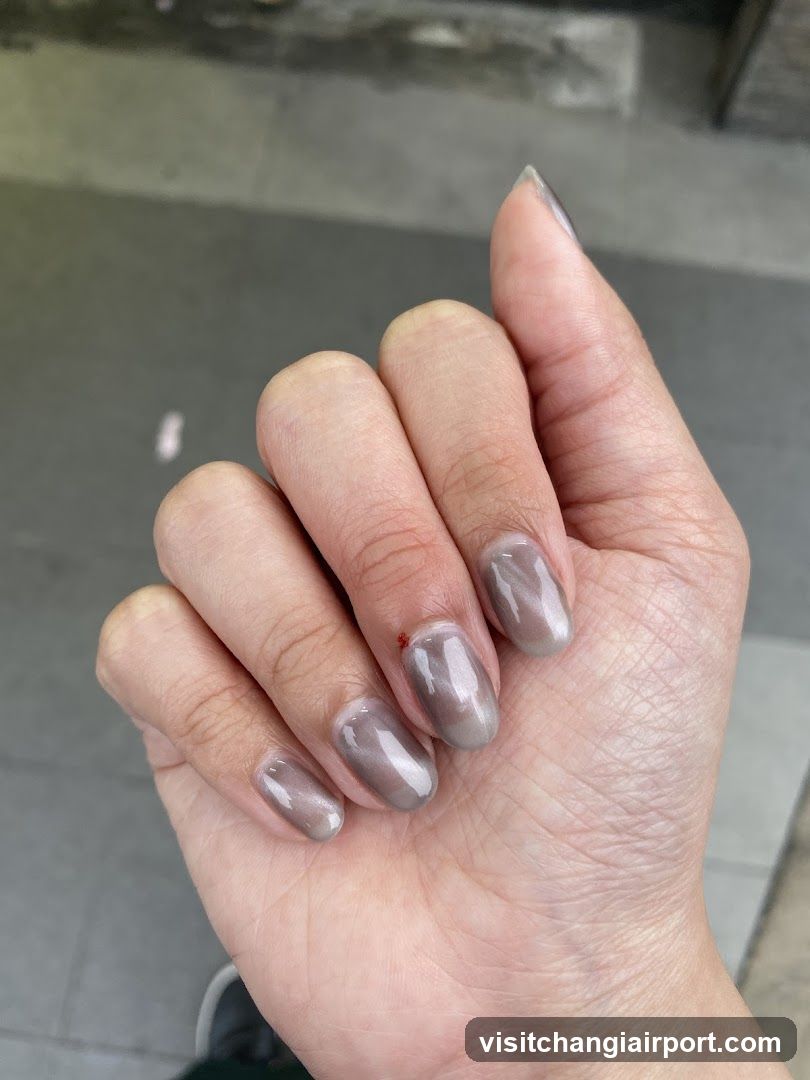 Hand with Gray Nail Polish