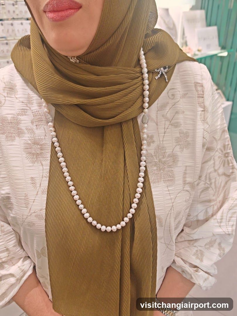 Pearl Necklace and Hijab Outfit