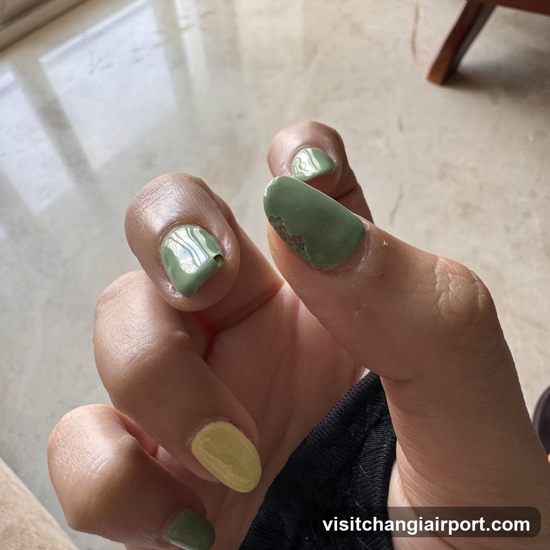 Hand with Green Nail Polish