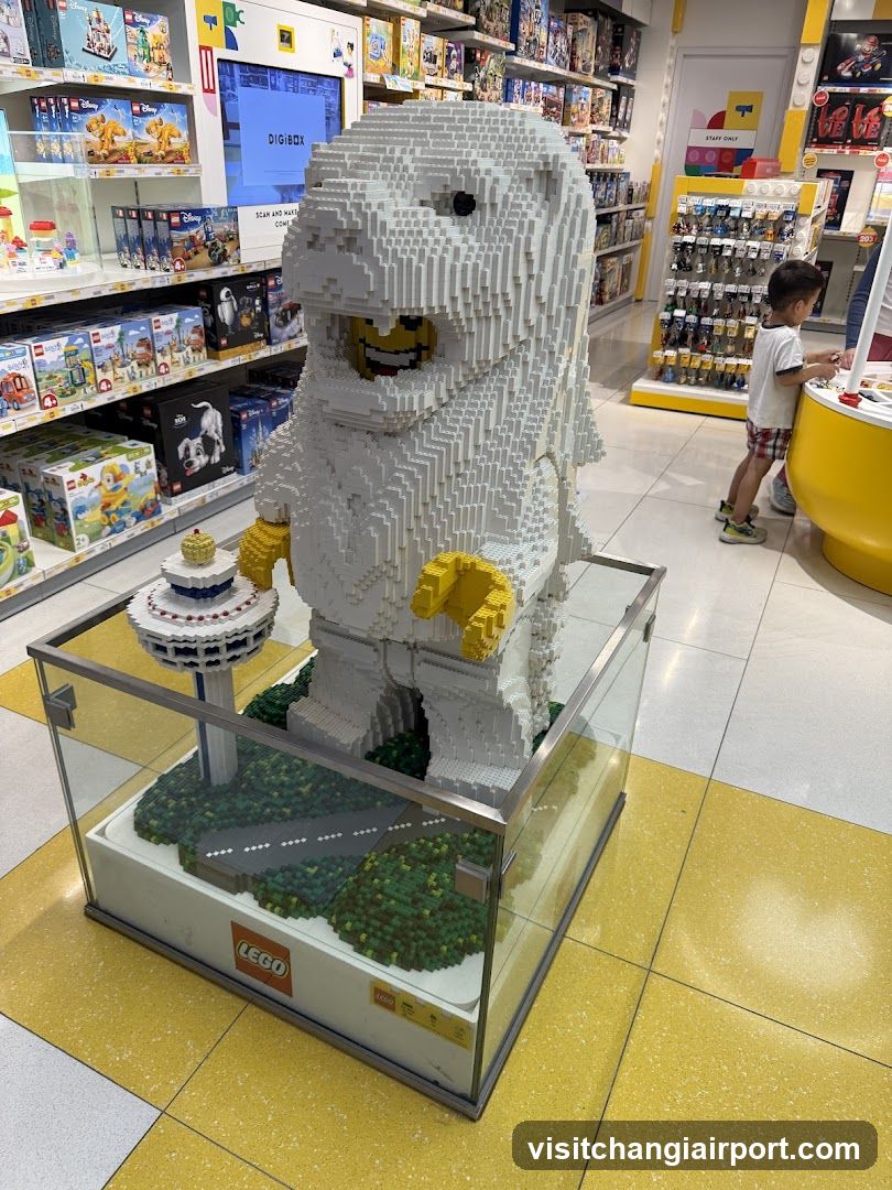 LEGO Store Interior with Giant Brick Sculpture