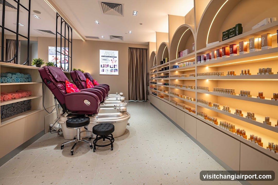 Spa Interior with Product Display and Treatment Chairs
