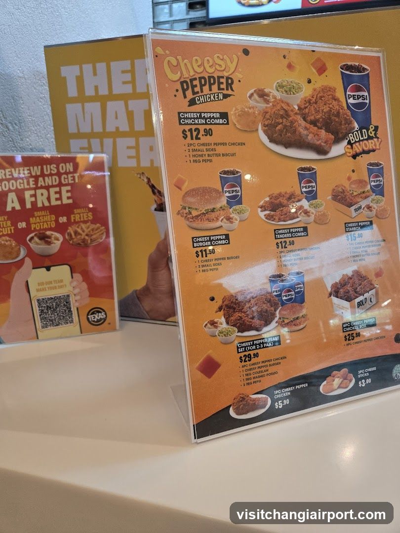 Cheesey Pepper Chicken Menu Display