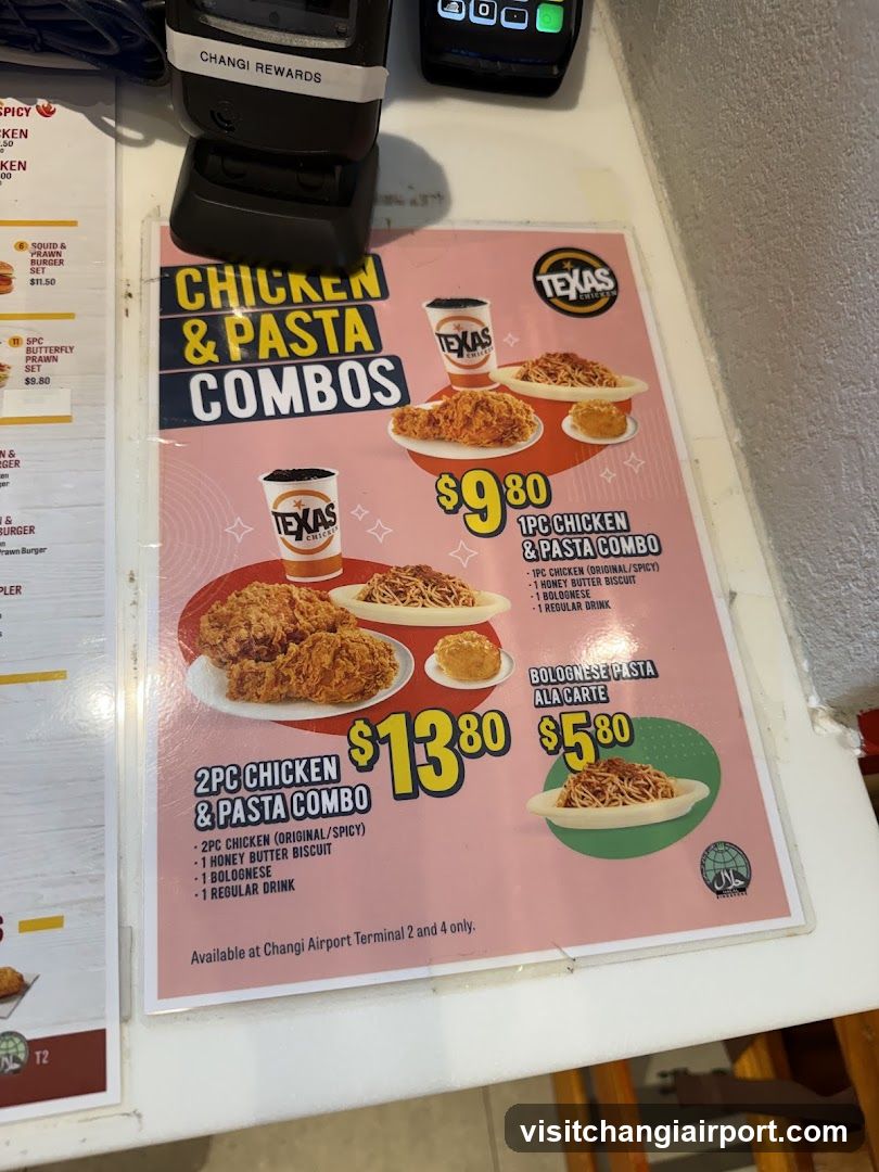 Texas Chicken & Pasta Combos Menu Display