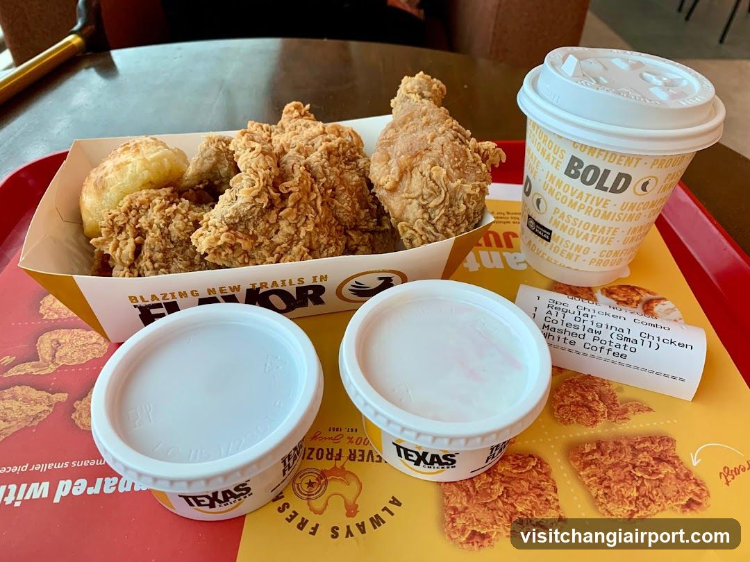 Fried Chicken Meal with Sides and Coffee