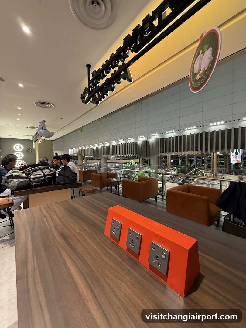 Interior of a modern food court or restaurant area