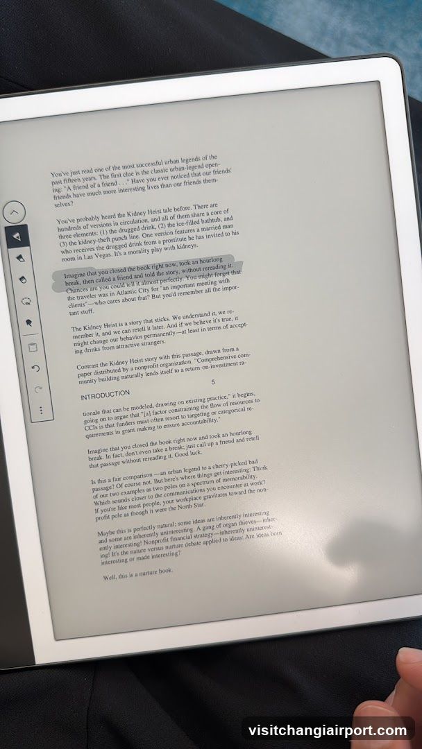 E-reader displaying urban legend story
