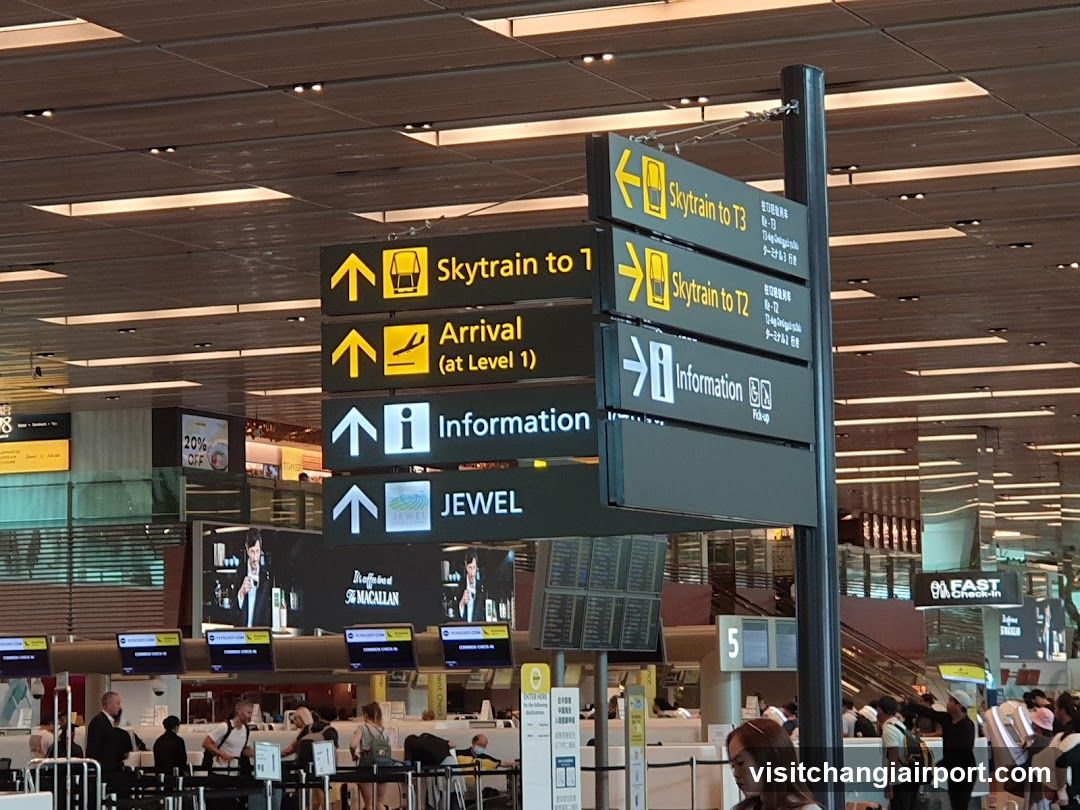 Airport Terminal Interior with Signage