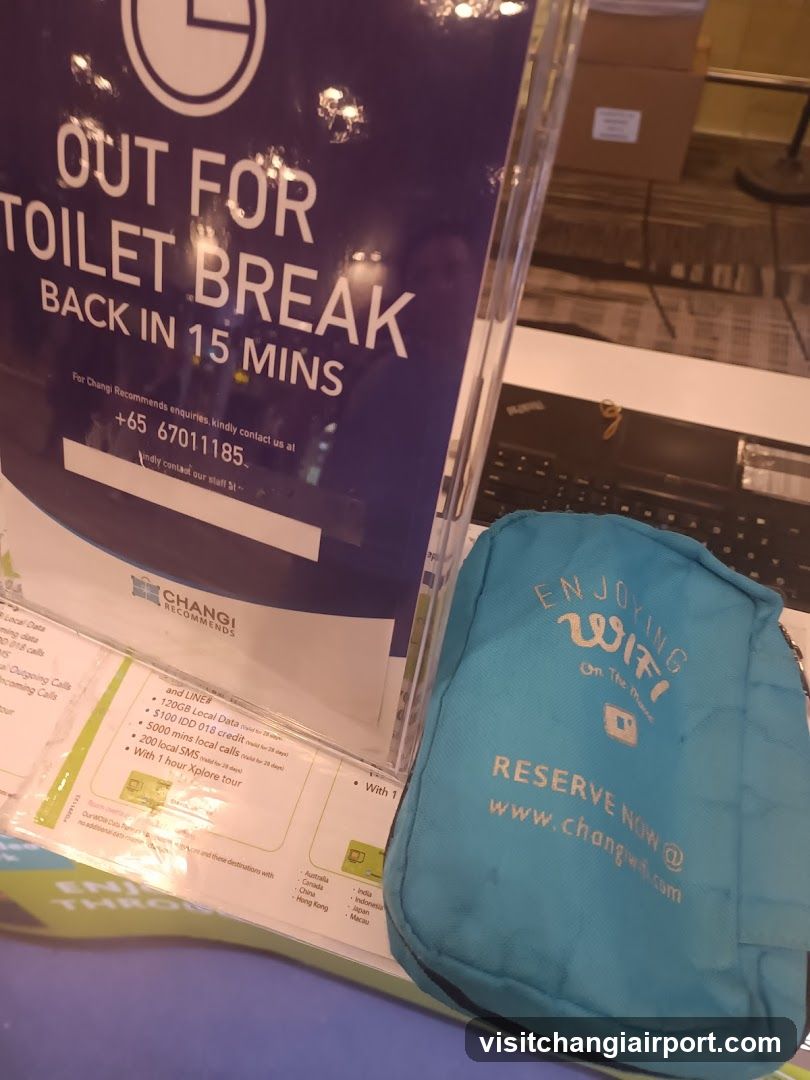 Changi Airport WiFi and Toilet Break Signage