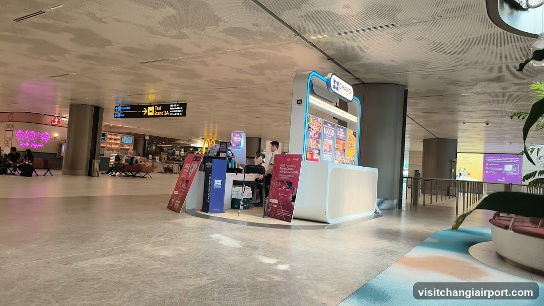 Airport Terminal Interior with Service Kiosk