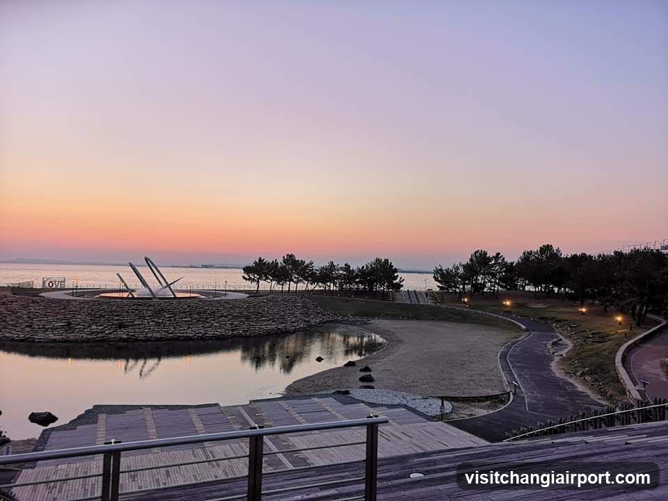 Sunset at the waterfront park