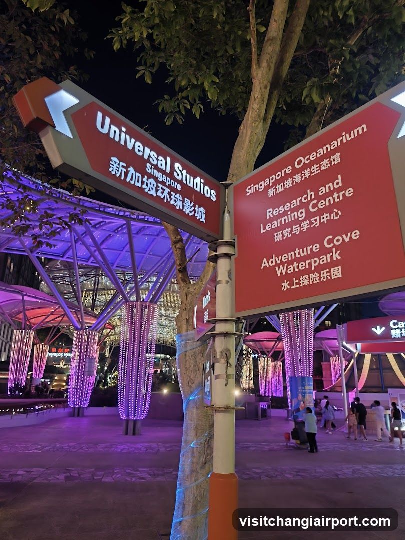 Universal Studios Singapore Signage at Night