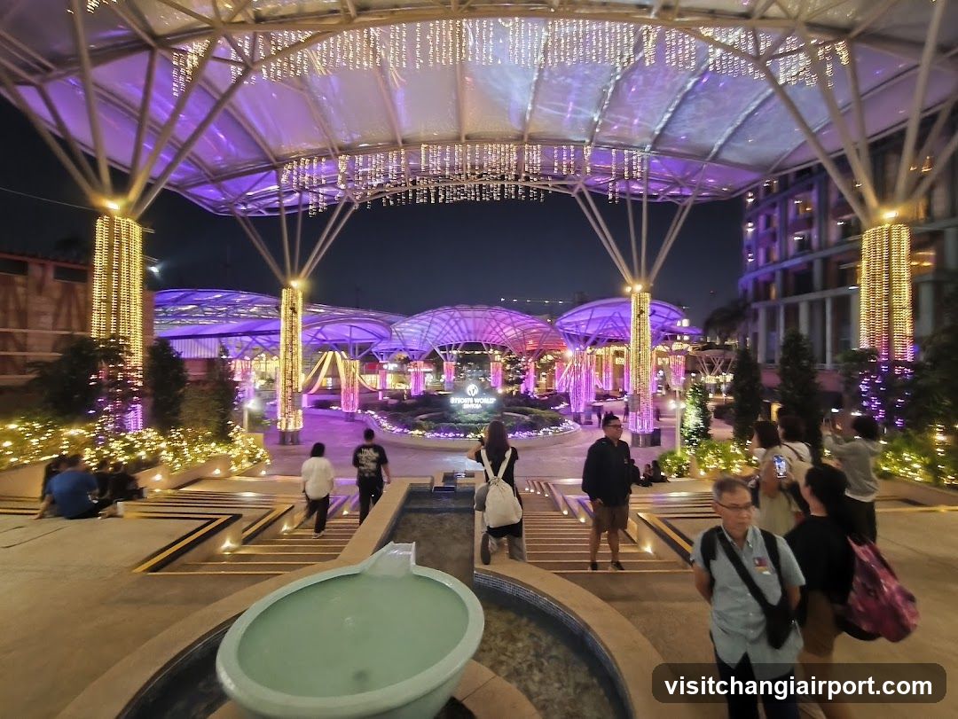 Nighttime Entrance with Decorative Lighting