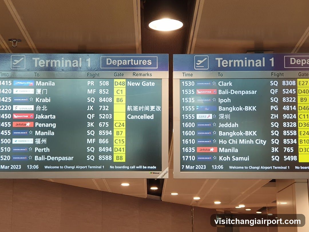 Terminal 1 Departures Board