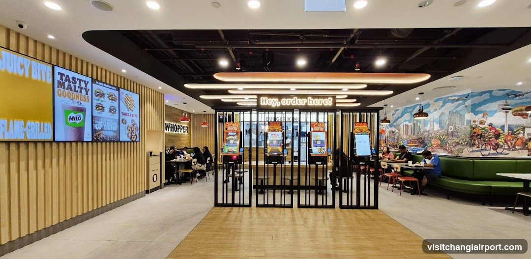 Restaurant Interior with Ordering Booths and Digital Menus