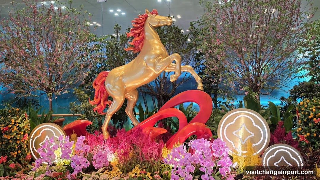 Golden Horse Sculpture Display
