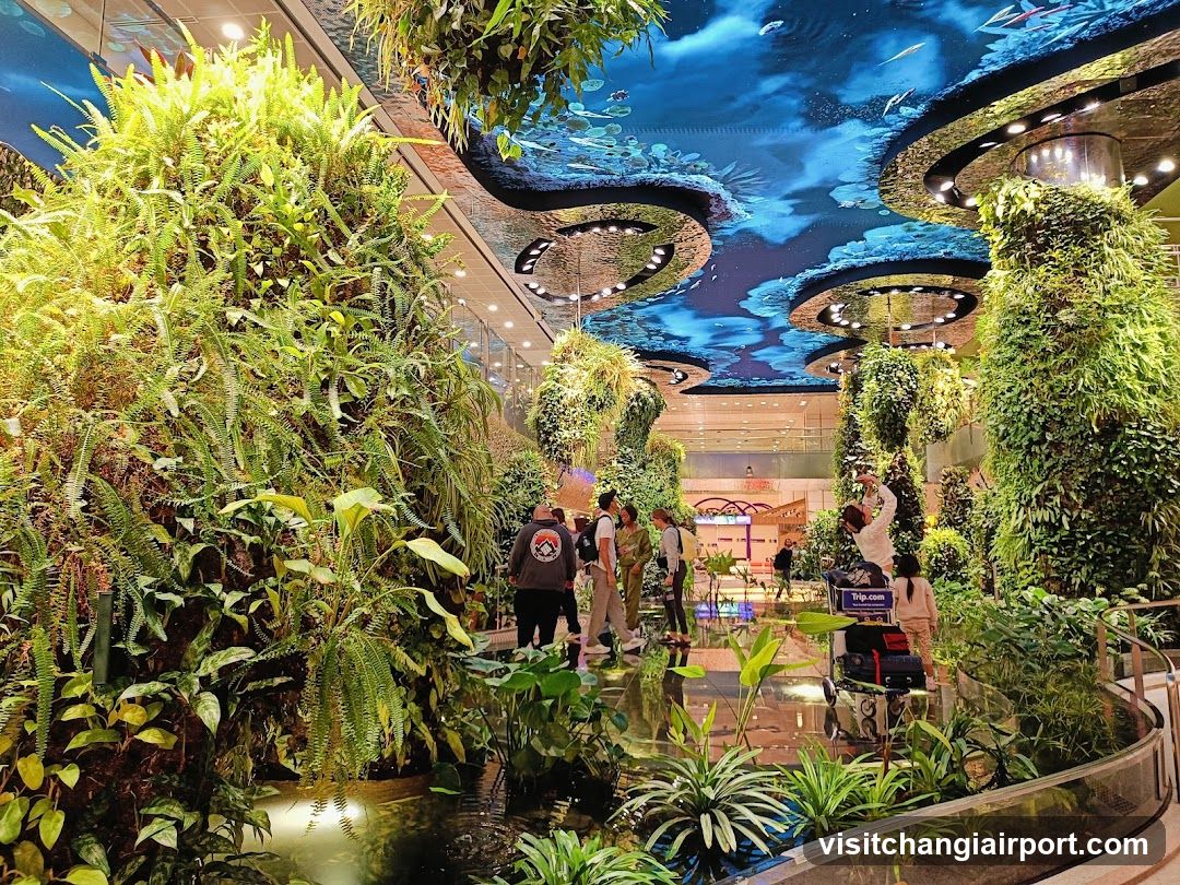 Indoor Garden with Vertical Greenery and Ceiling Display