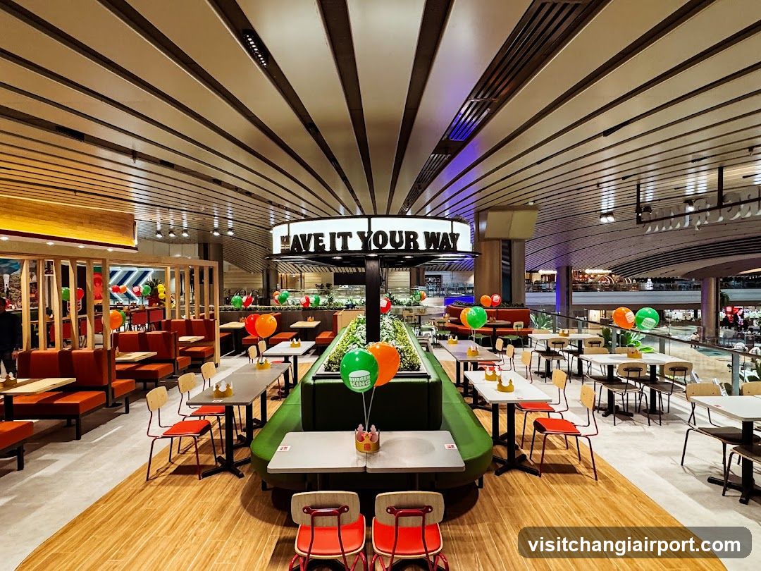 Food Court Interior with Decorative Balloons
