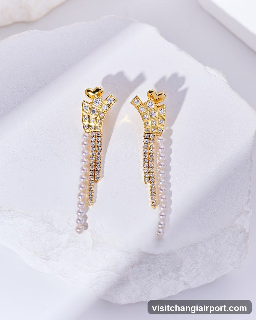 Gold and Pearl Drop Earrings