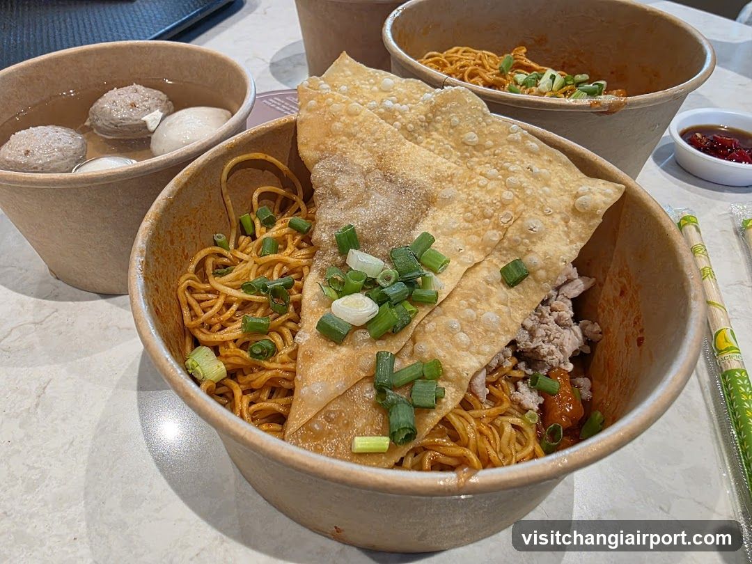 Noodle Bowl with Crispy Skin and Green Onions
