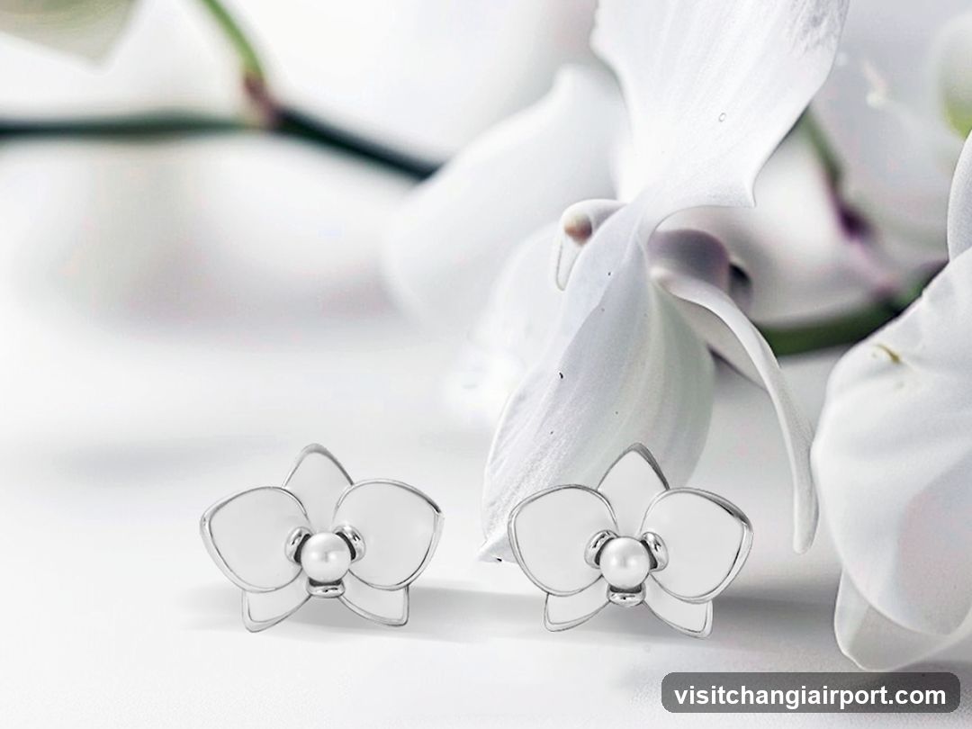 White Orchid Stud Earrings