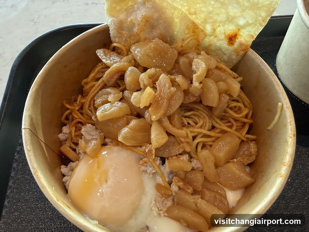 Noodle Bowl with Soft-Boiled Egg and Chips