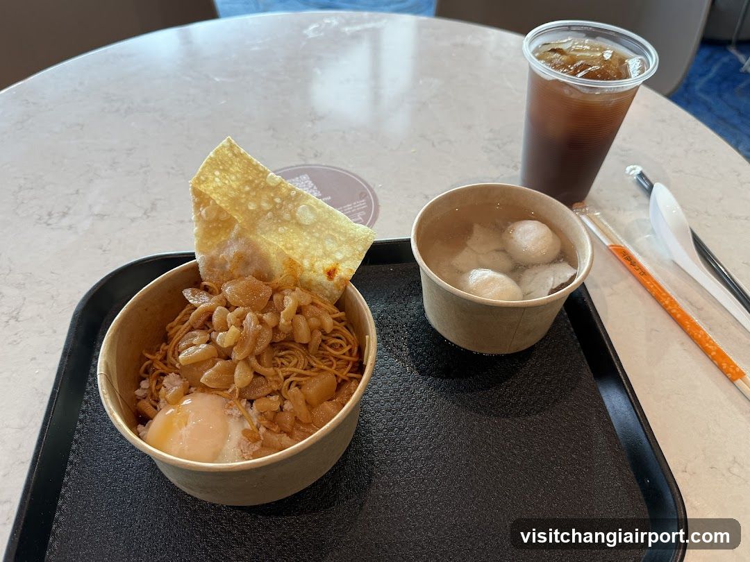 Noodle Meal with Drink and Chopsticks