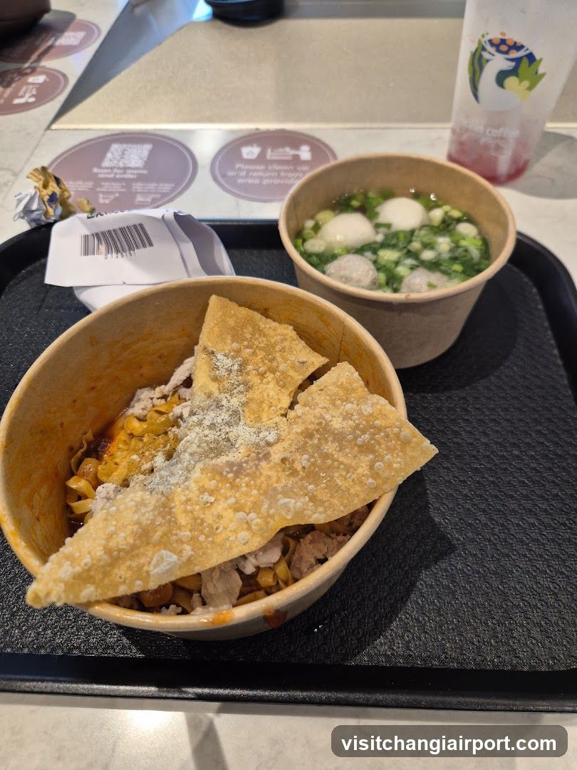 Food Tray with Bowls and Drink
