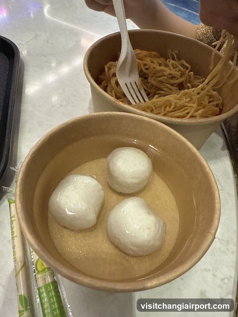 Food Bowls with Noodles and Dumplings