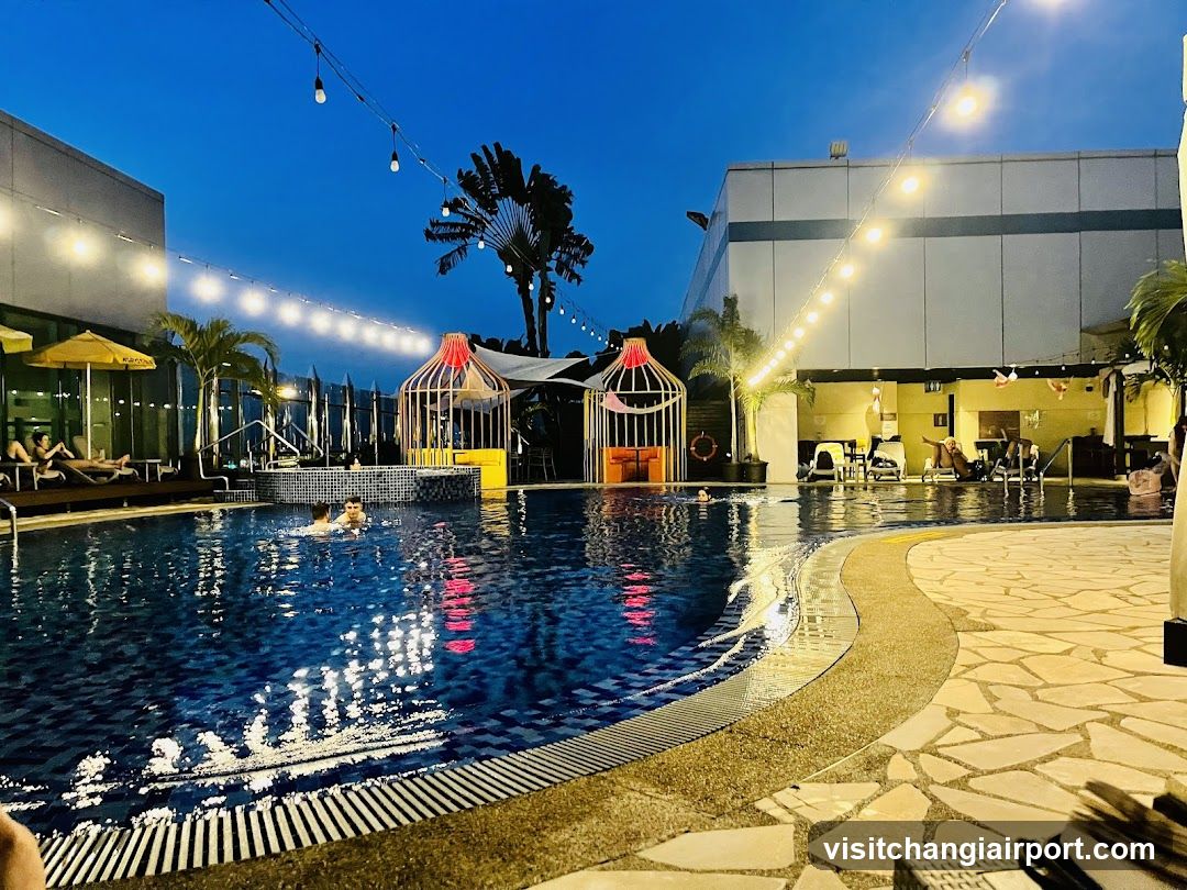 Poolside Evening Scene