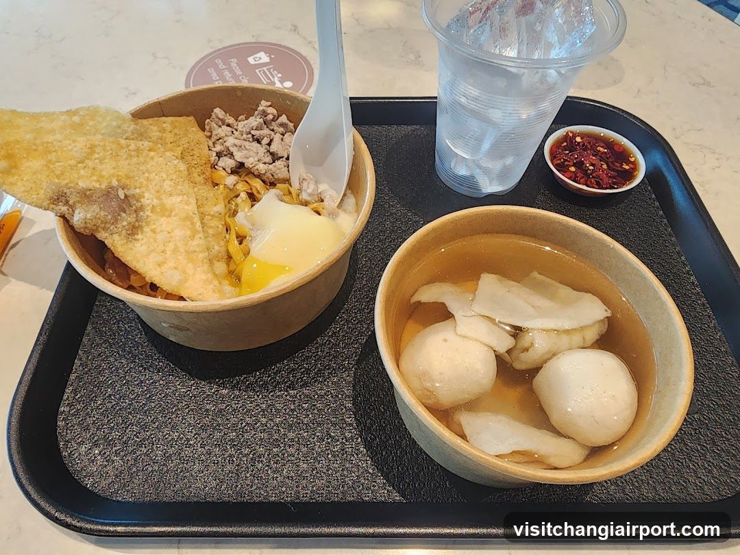 Food Tray with Noodles and Soup