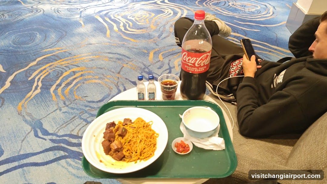 Food Tray with Chinese Noodles and Coca-Cola
