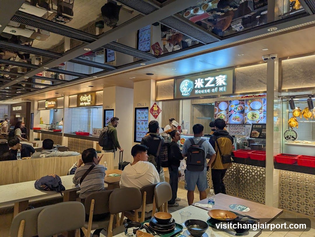 Food Court Interior with Queuing Customers