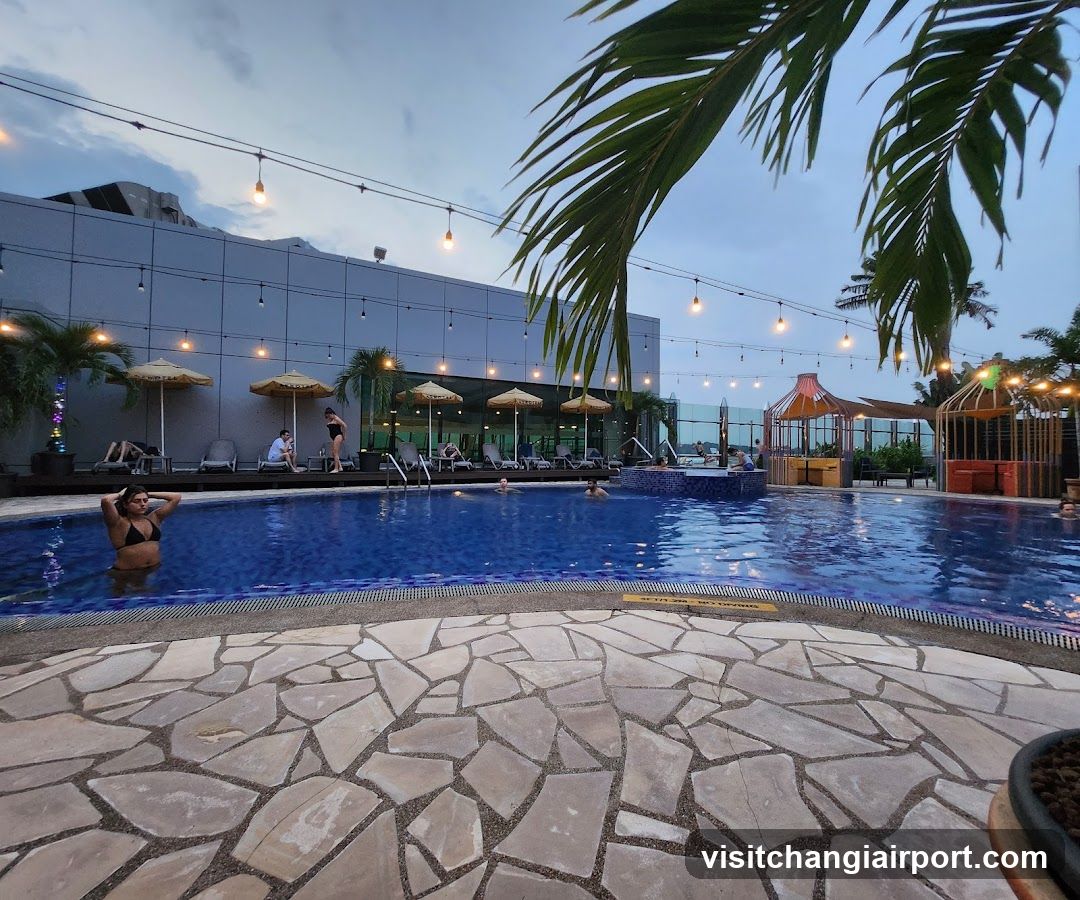 Poolside Evening Scene