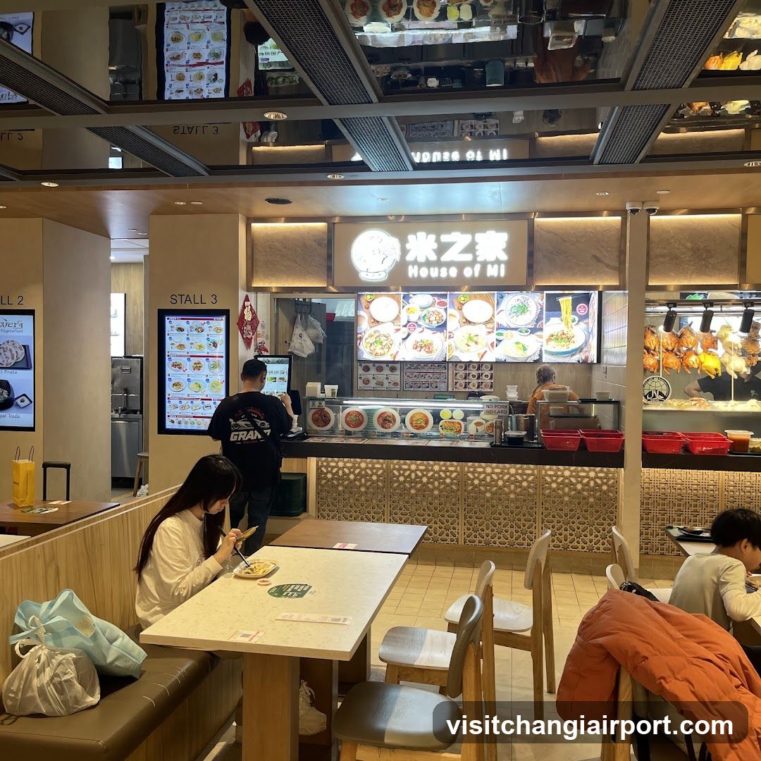 Food Court Interior with Stalls and Dining Area