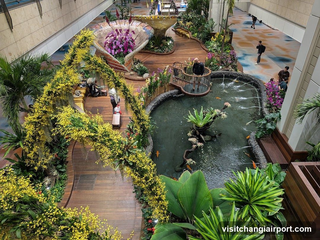Indoor Garden Scene with Koi Pond