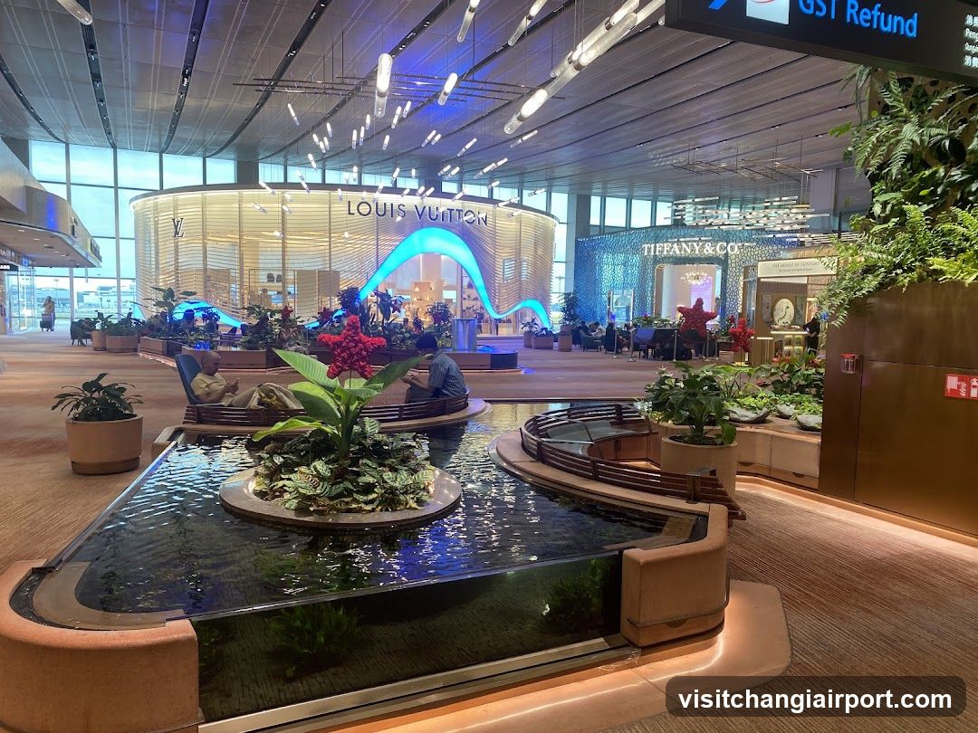 Airport Terminal Interior with Retail and Greenery