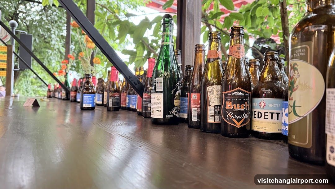 Bottles on a wooden table