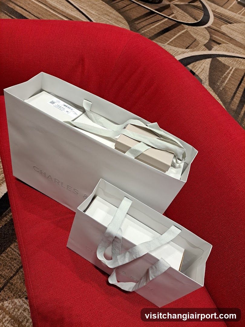 Shopping Bags on Red Sofa