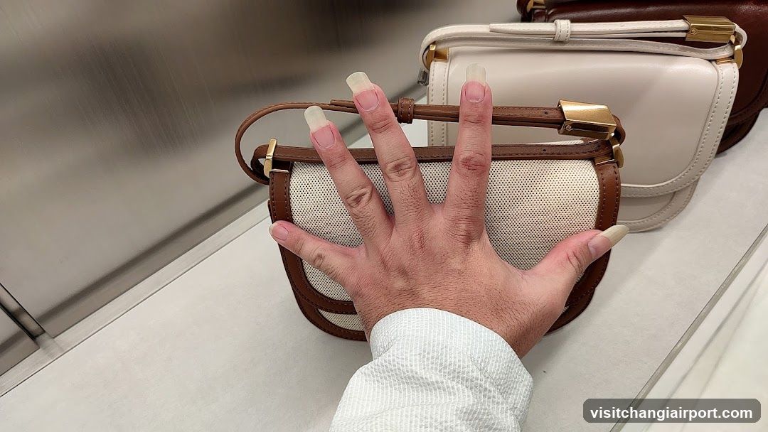 Hand holding a small handbag
