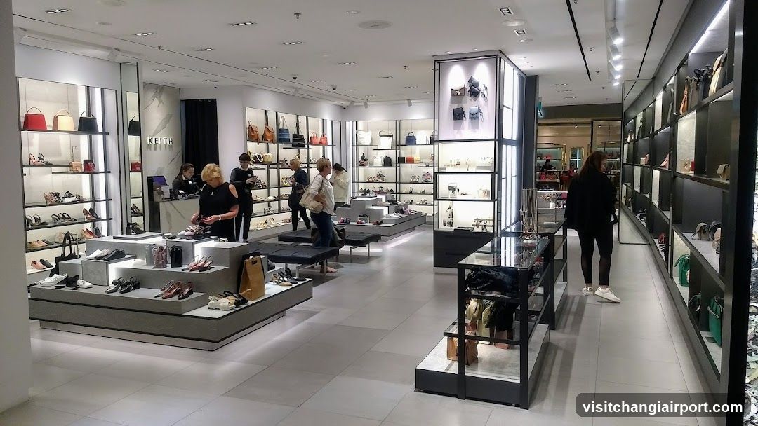 Interior of a shoe and handbag store