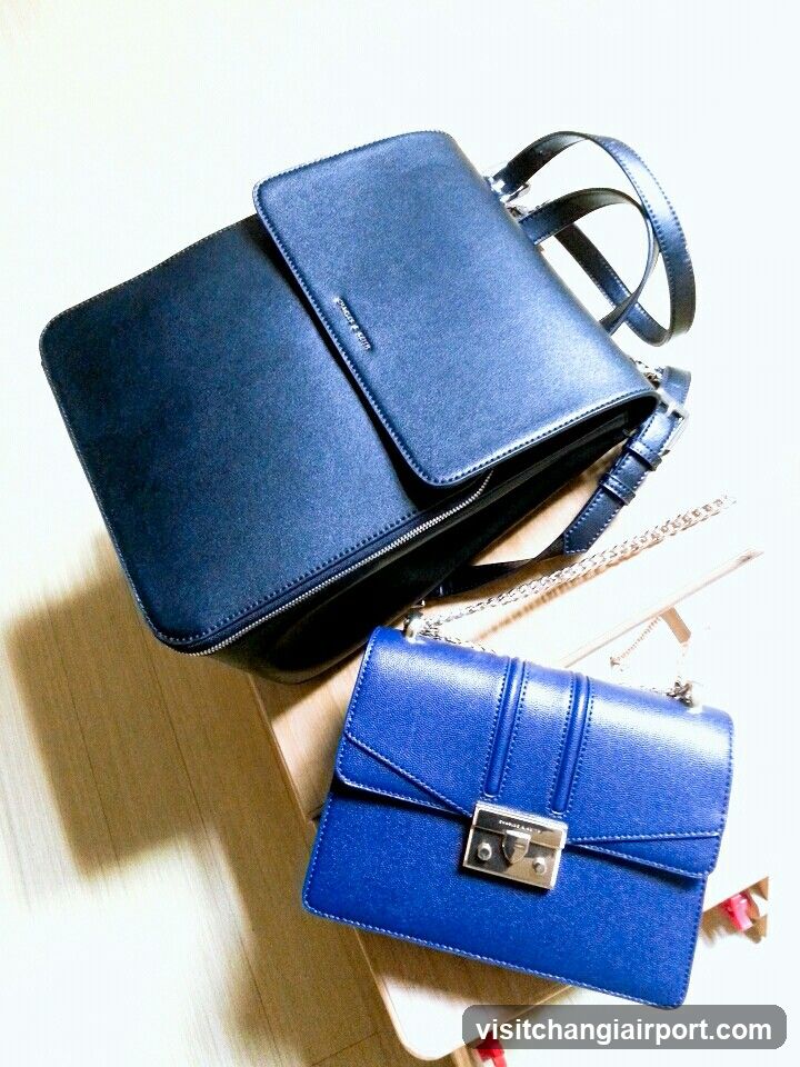 Blue Handbags Display