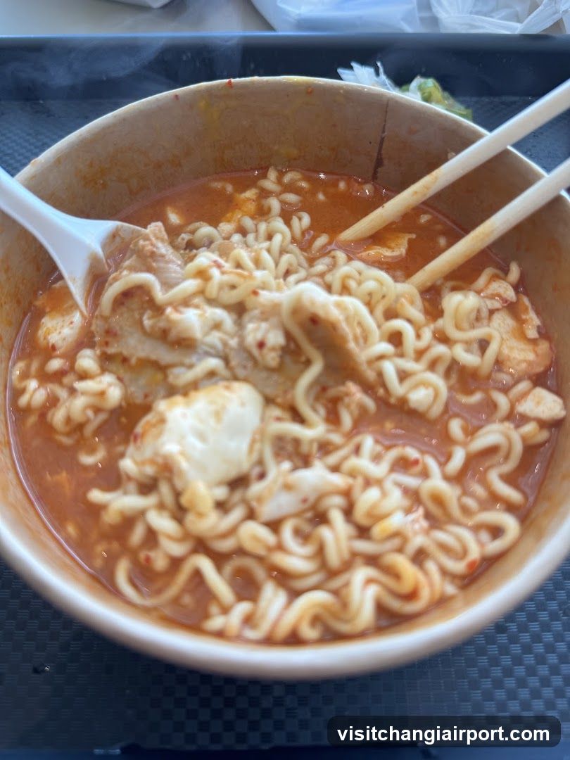 Bowl of Spicy Ramen with Chopsticks and Spoon