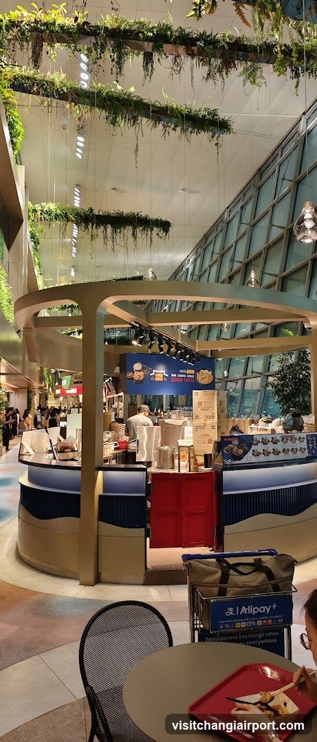 Food Court Interior with Hanging Greenery
