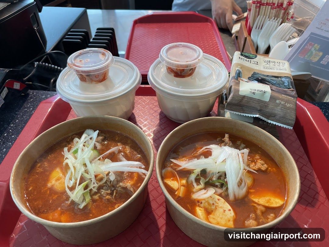 Korean Food Tray with Bowls and Condiments