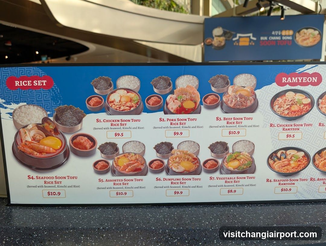 Soon Tofu Rice Set Menu Board