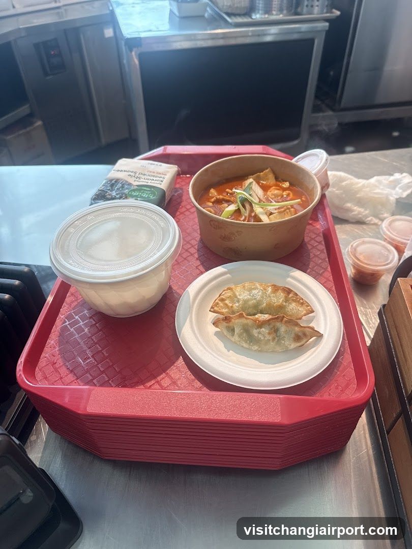 Food Tray with Dumplings and Soup