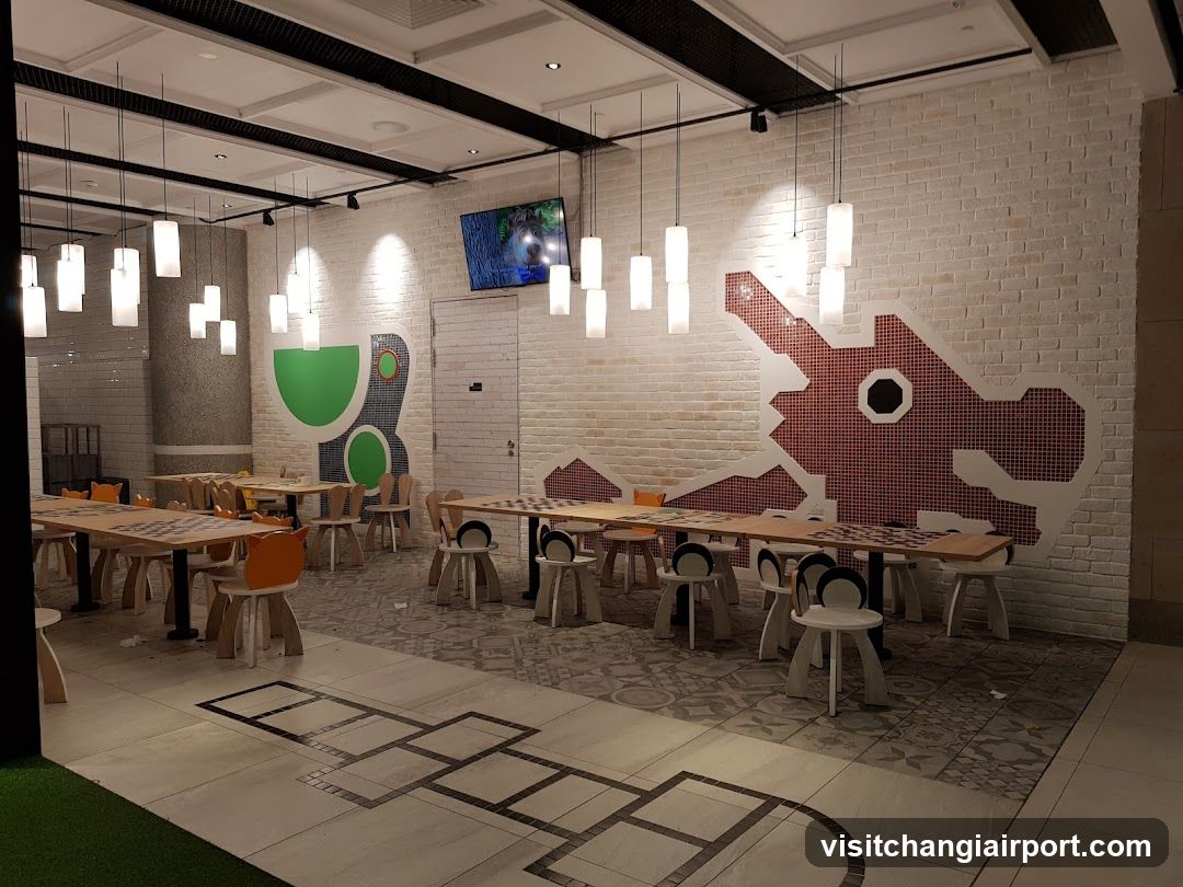 Modern Restaurant Interior with Artistic Wall Decor
